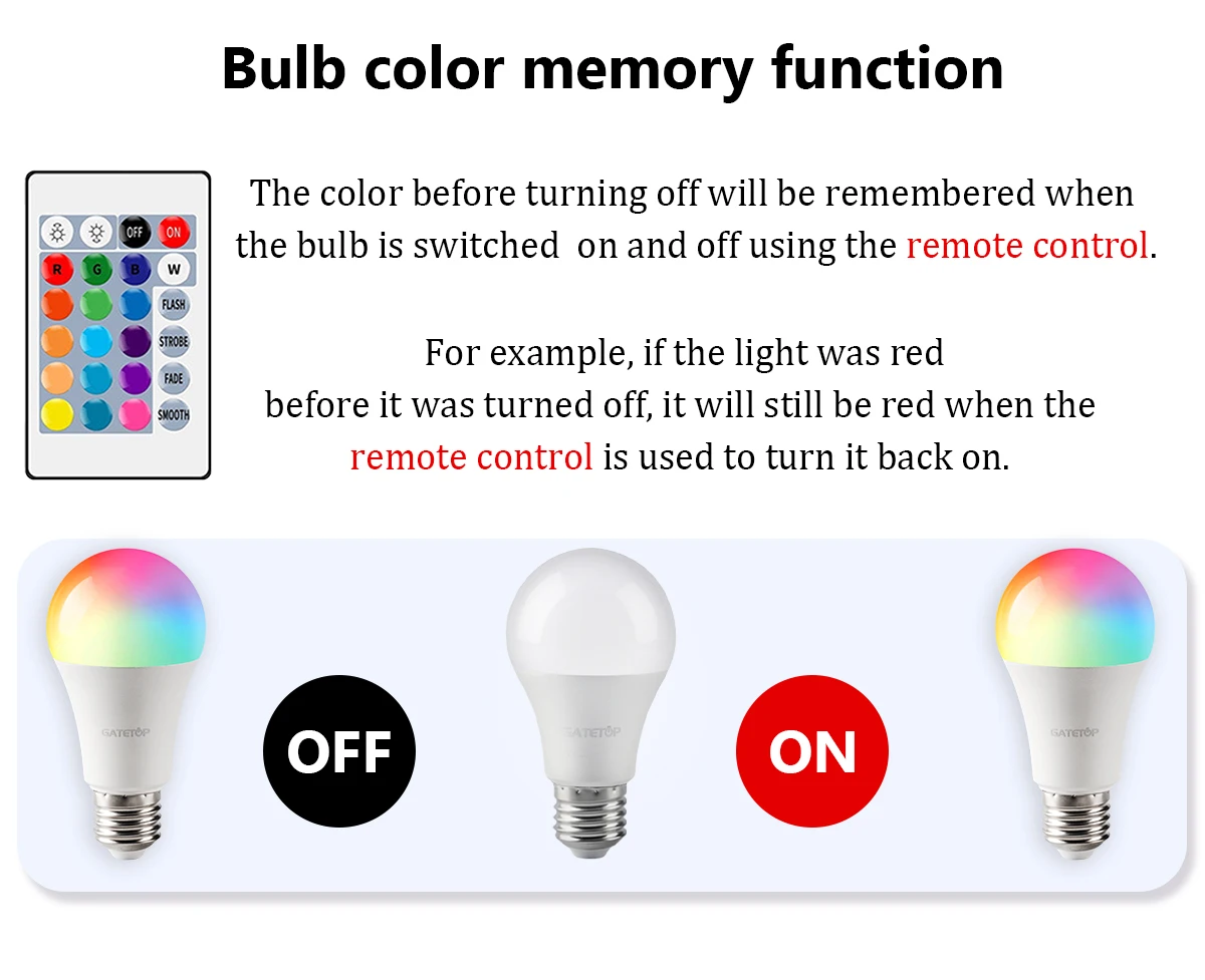 1-10PCS RGB E27 LED Bulb Lamp 24 Key Remote Control Dimmable No Flicker 10W AC 220V 110V Colorful Change for Bedroom Lamp