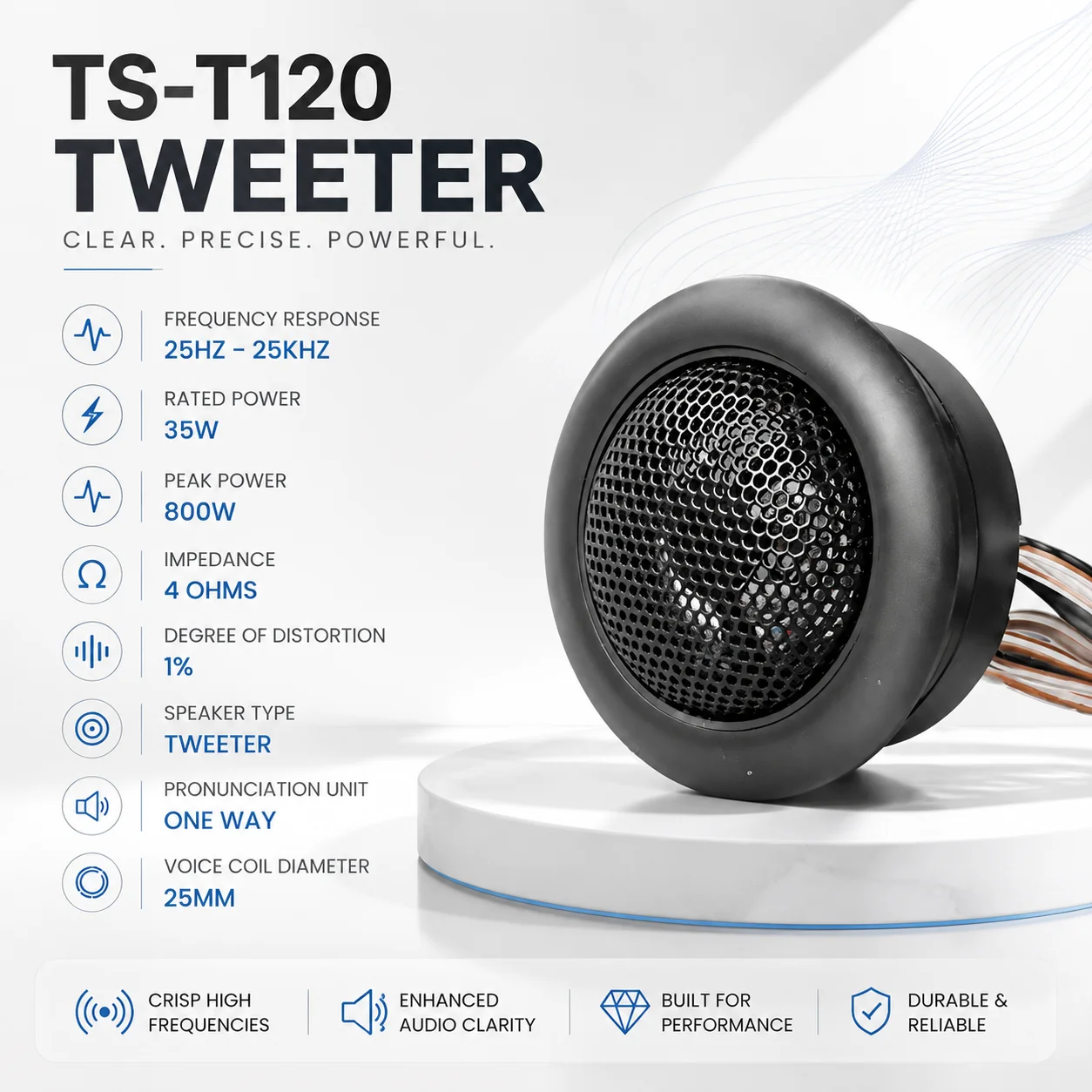 1 Pair MAX 800W Car Speaker 12V Universal High Efficiency Car System Tweeter Speaker TS-T120 Auto Sound Box Car Stereo Speaker