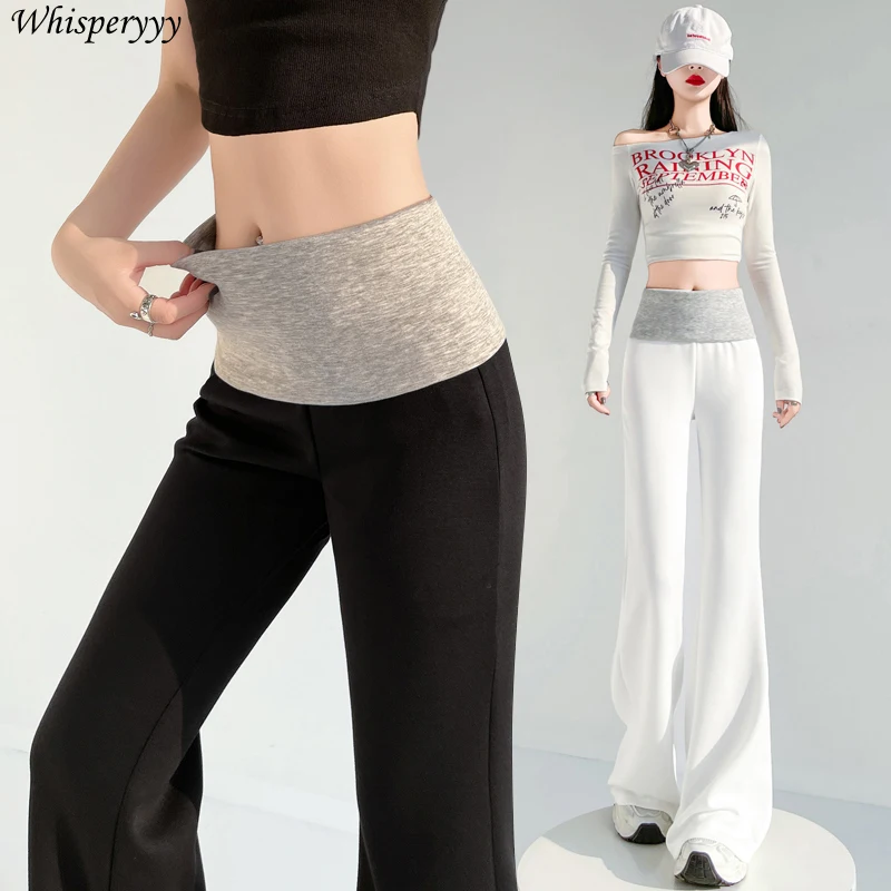 Pantalons d'épissure femmes printemps été taille haute mince vadrouille décontracté corne pantalons de Yoga pantalon de survêtement femme mode pantalon évasé