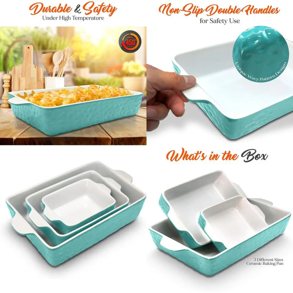 

Ceramic Bakeware Set - Nonstick, PFOA & PFOS Free, Oven & Microwave Safe, Dishwasher Friendly