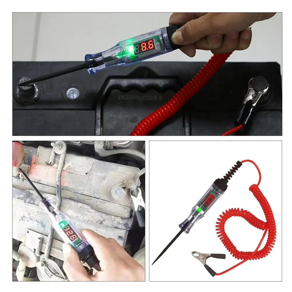 Heavy Duty 5-120V Digital LED Circuit Tester Backlit Voltage Test Pen Fuse Checker Multifunctional Automotive Repair Tools