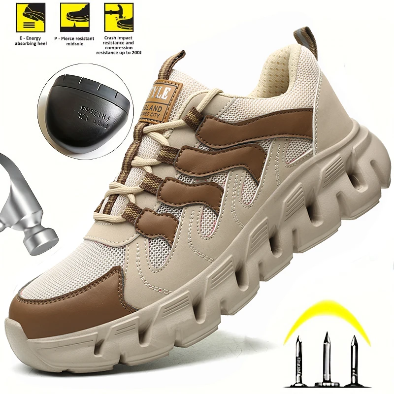 Men Women Safety Shoes Anti-smash Anti-puncture Work Shoes Breathable Lightweight Work Sneaker Indestructible Hiking Boots 36-46