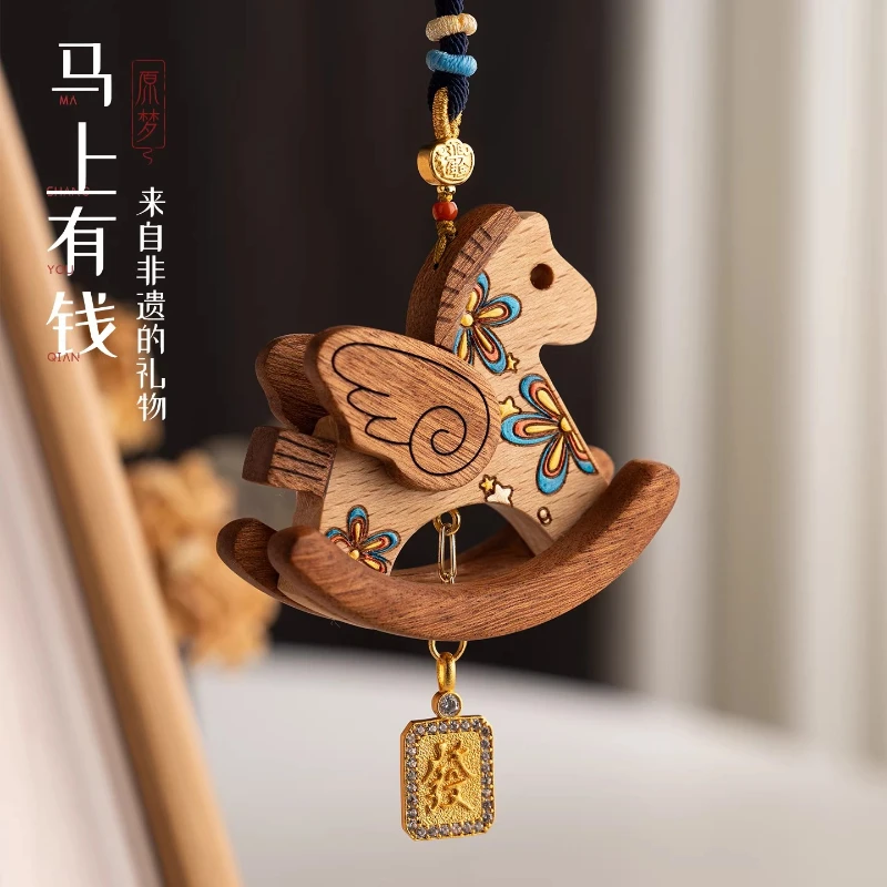 2026 Year of the Horse Car Rearview Mirror Hanging Ornament Zodiac Birthday Exquisite Decoration Cultural Creative Gift
