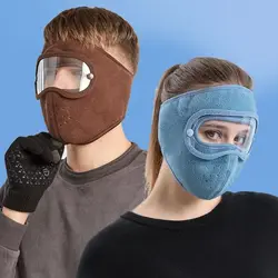 Thermal Ski Masks Fashion Windproof Dustproof Earmuffs Mask Anti Fog Lens Protection Face Shield Winter Mask Fishing