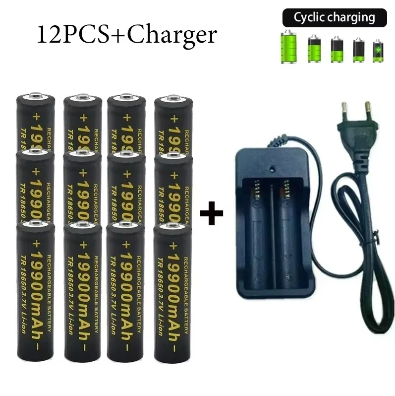 18650 Rechargeable Battery 2024 NewBest-selling 3.7V19900mAh+Charger Capacity Li-ionBattery ForScrewdriver Remote Control