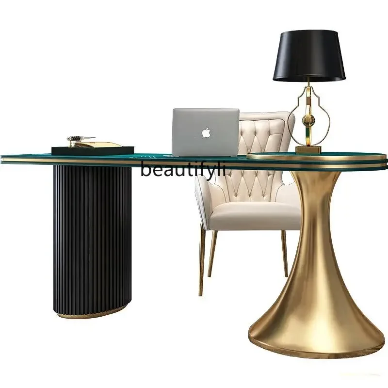 

Postmodern light luxury desk Italian minimalist home computer desk chair American style solid wood writing desk R