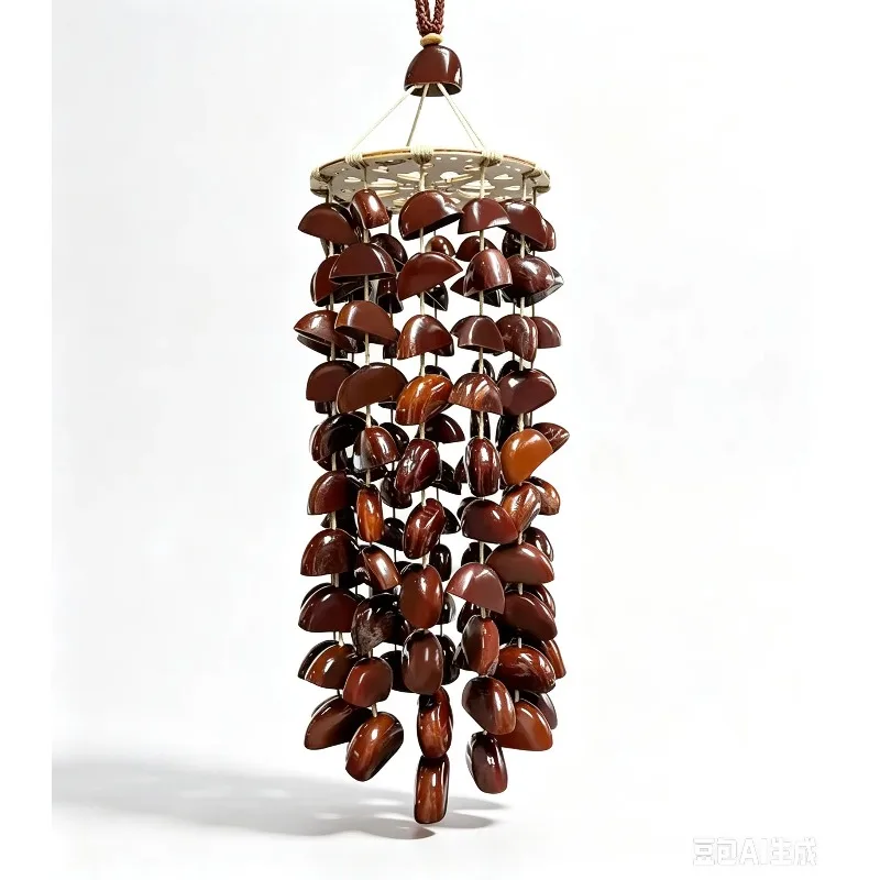 Handmade Natural Nut Shell Wind Chime, Eco-Friendly Seed Pod Sound Therapy Hanging Bell for Bag Car Pendant Decor