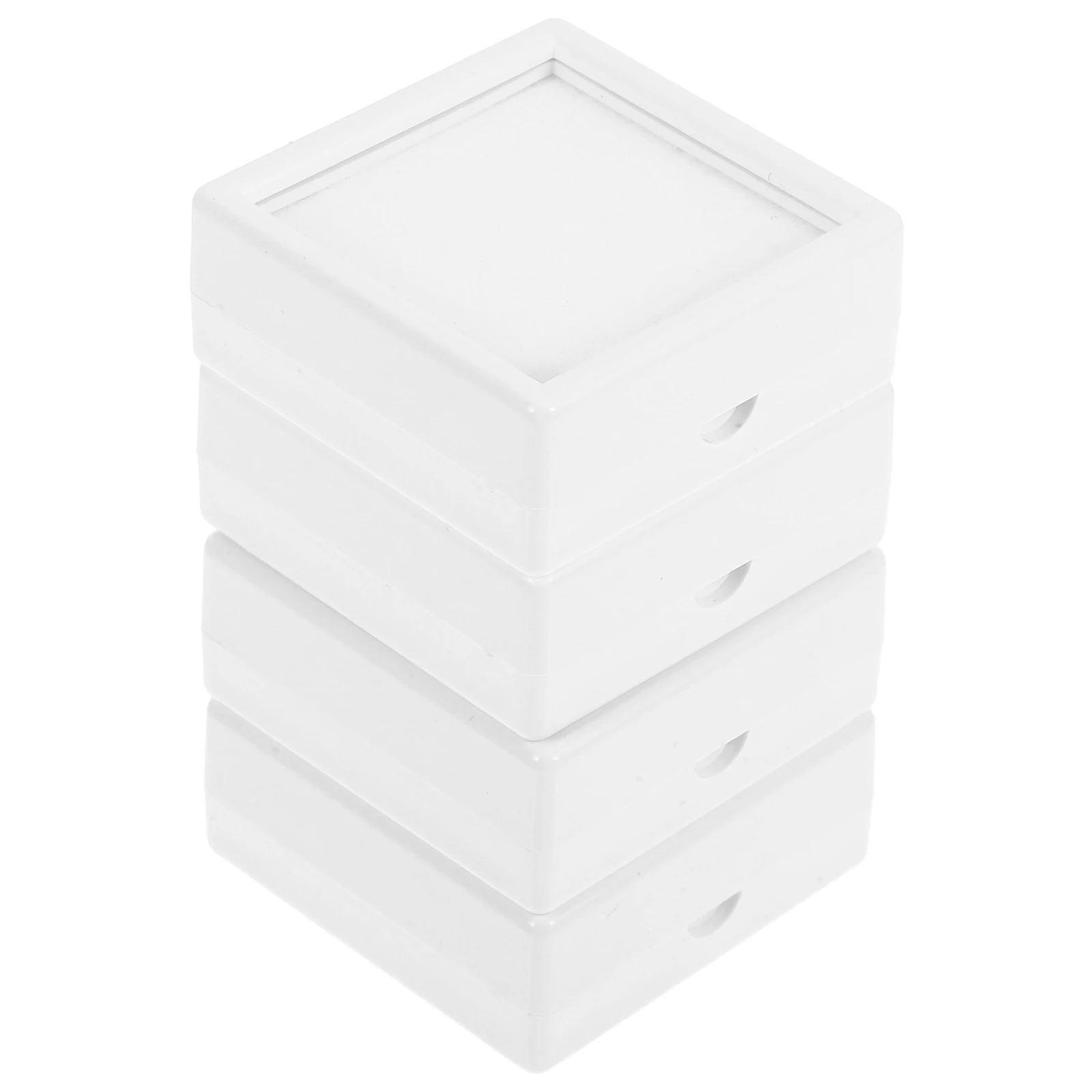 

4pcs Small Square Containers White Box Clear Earrings Jewelry Storage Compact Protective Interior Soft Sponge Transparent