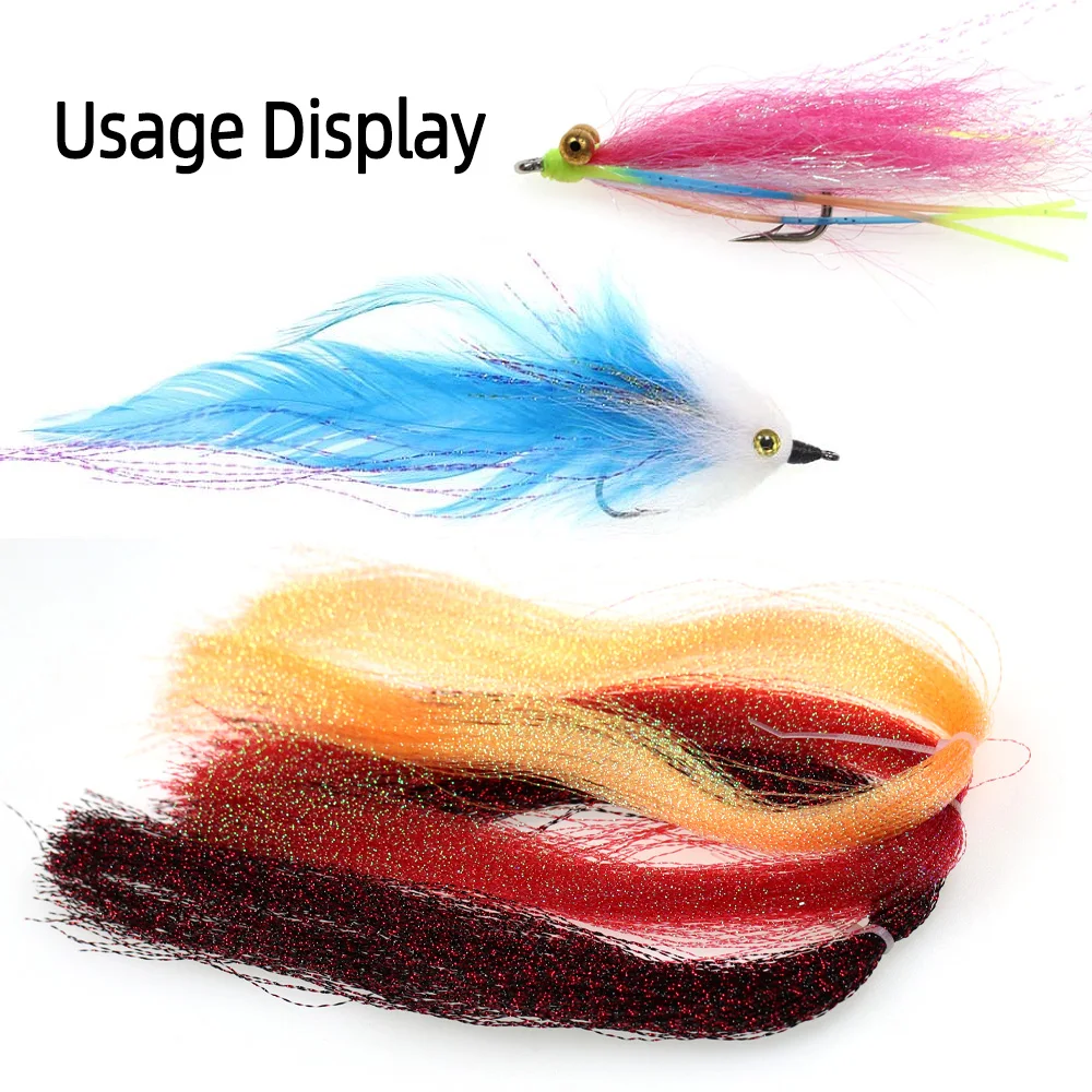 2 Packungen Gedrehtes Flashabou Holographisches Lametta zum Fliegenbinden, Kristallflash für Köderfische, Streamer, Jig-Haken, Material zur Herstellung von Angelködern – Detail 5