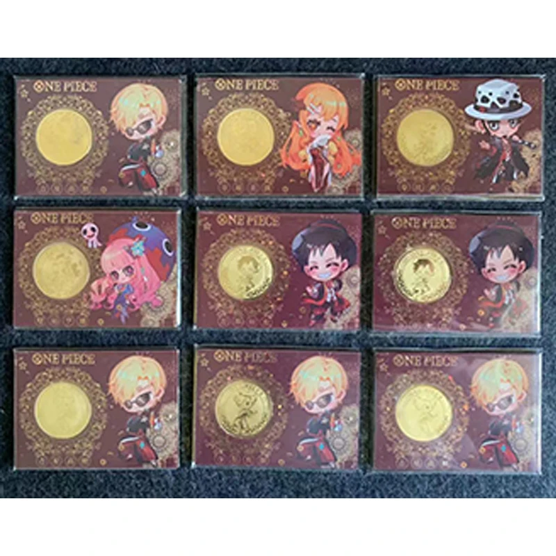 

Anime One Piece Luffy Roronoa Zoro Sanji Nami Hancock Gold Coin Mosaic Cards Collectible Card Toys Christmas Birthday Gifts