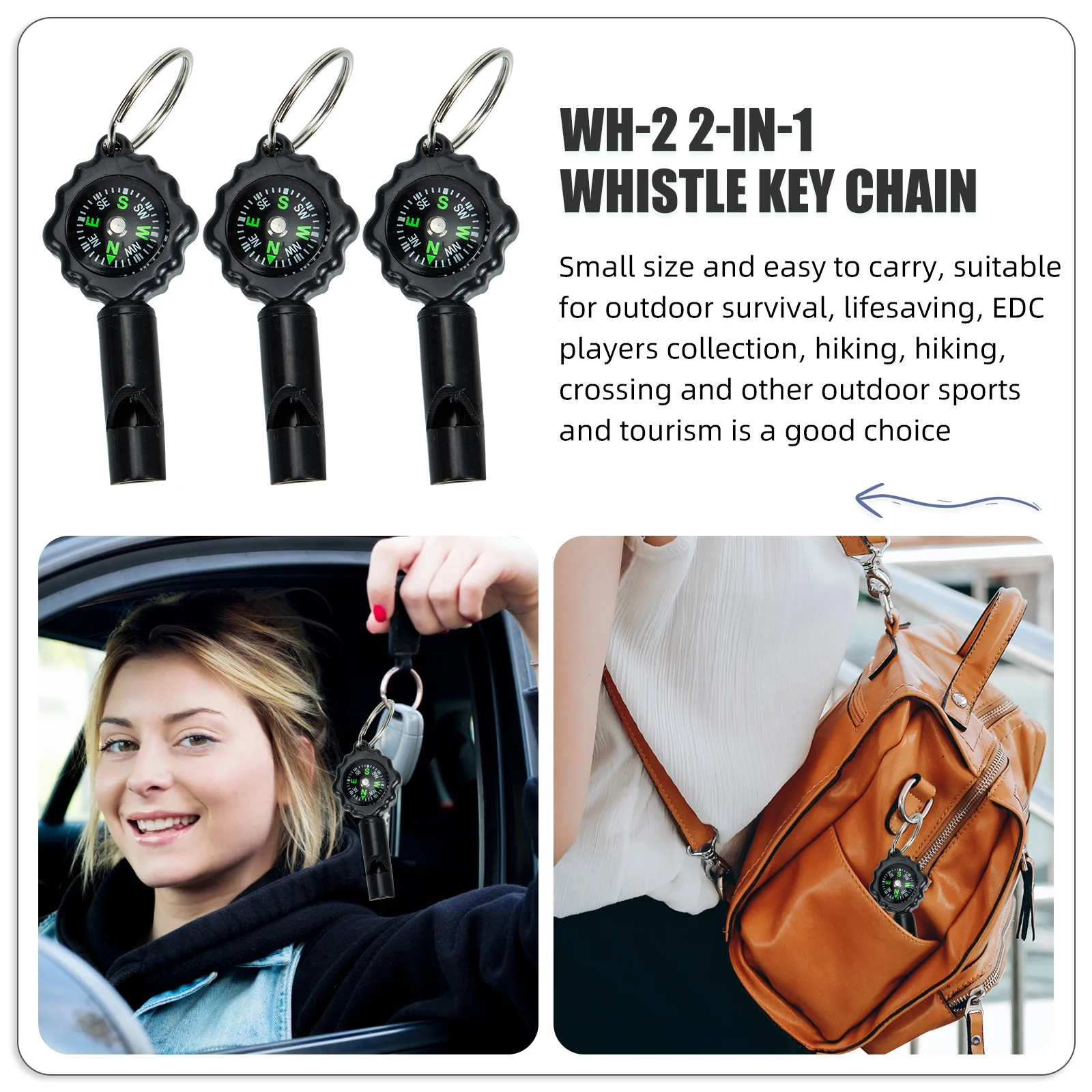 3 قطعة سلسلة المفاتيح قسط البوصلة صافرة بصوت عال واضح لهجة دائم ليس من السهل تشويه الصدأ متعددة الوظائف بقاء صافرة #4