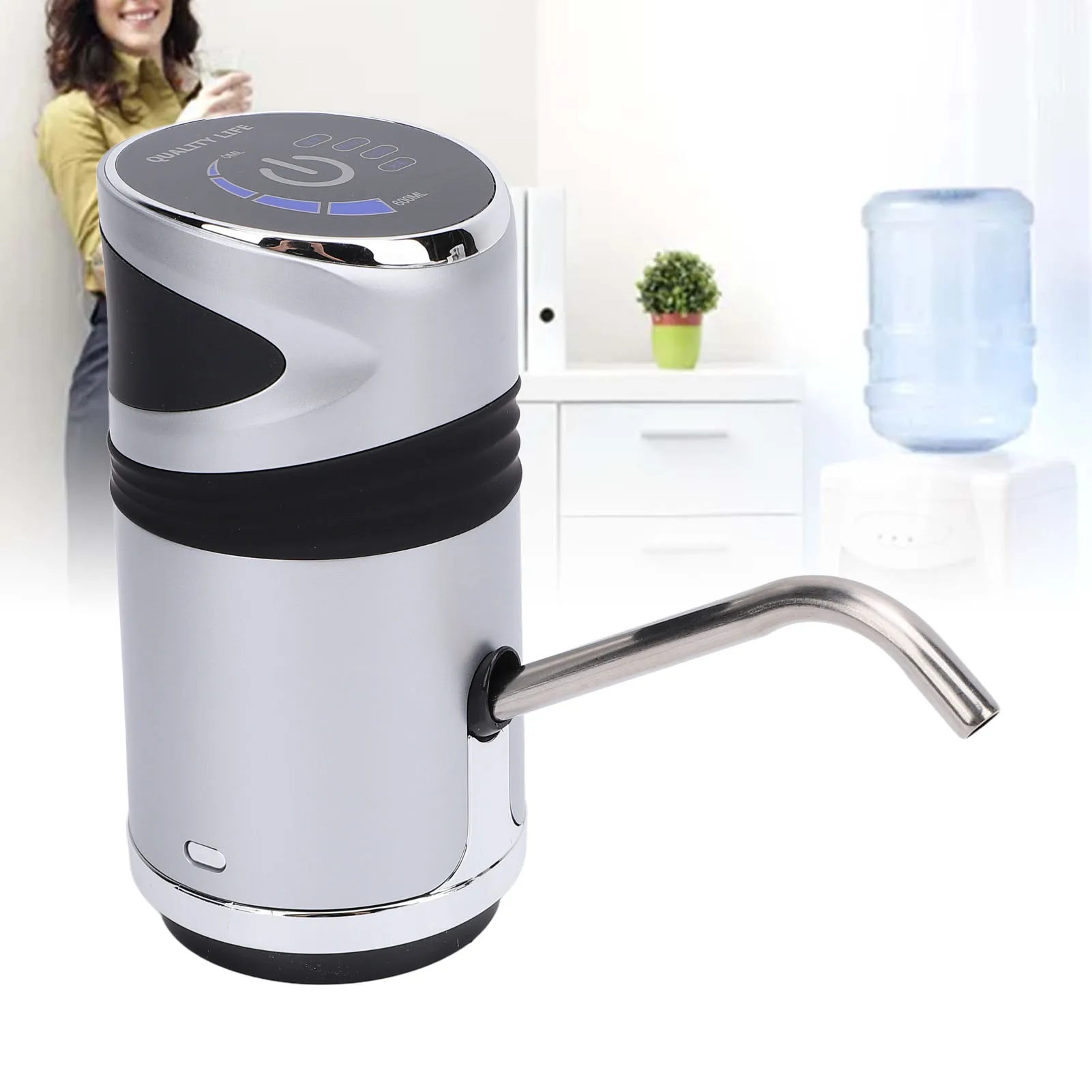 مضخة مياه أوتوماتيكية مع قفل أمان للأطفال بقدرة 1200 مللي أمبير في الساعة وموزع مياه كهربائي لشحن USB لمكتب النوم المنزلي