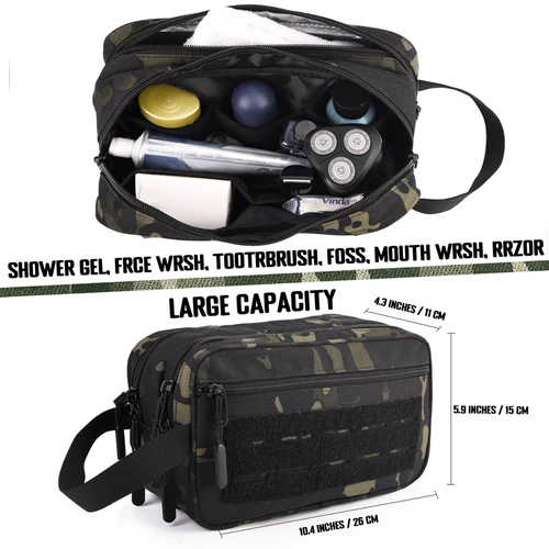 Imagen 2 del producto Neceser táctico para higiene al aire libre, herramienta de ducha de viaje impermeable, bolsa Molle, Kit de afeitado para hombre, bolsa de cosméticos de maquillaje