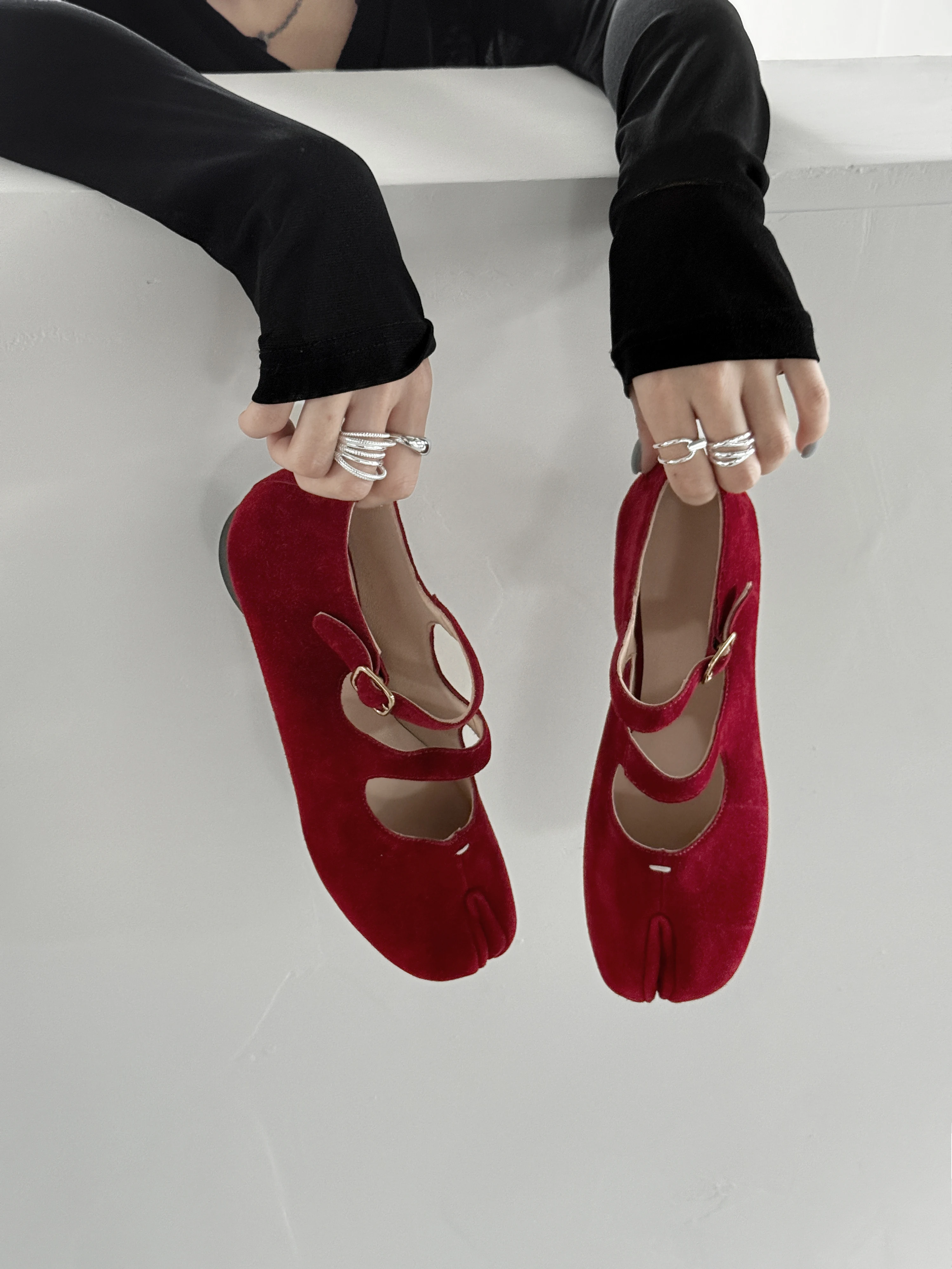 

Women Vintage Suede Mary Jane Flats Double Strap French Style Comfortable Soft Sole Shoes