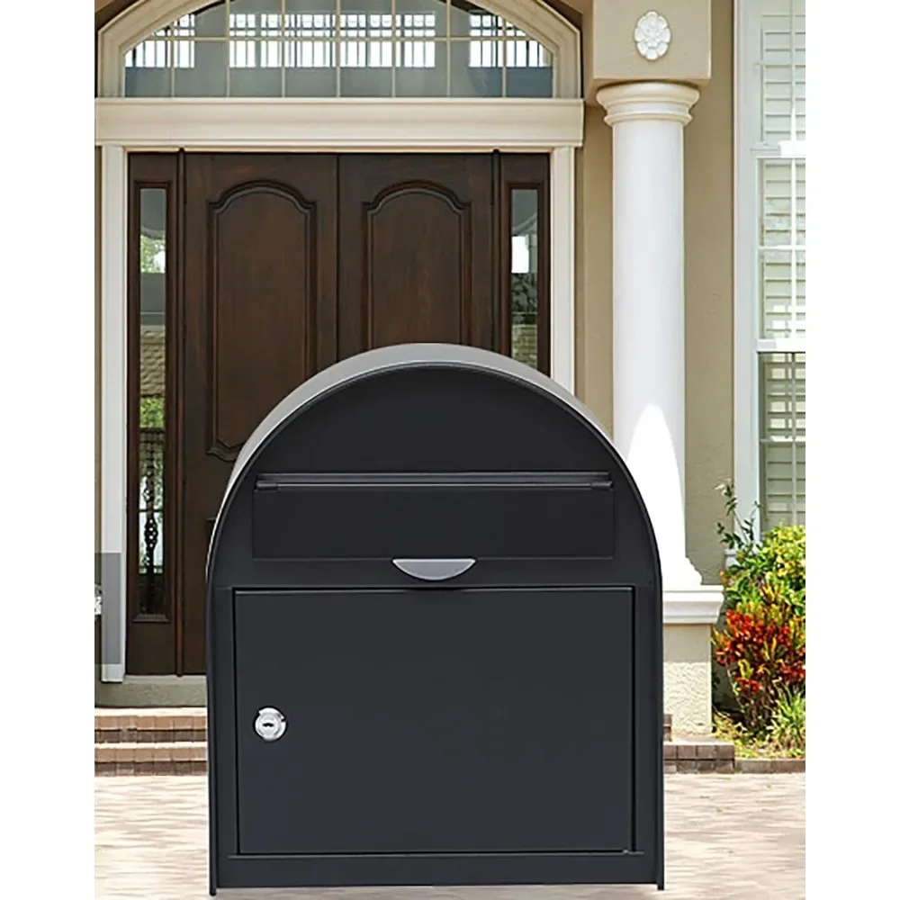 

Multi-Functional Wall Mount Mailbox - European Style Package Storage Box for Magazines, Letters, Newspapers - Black with Lock