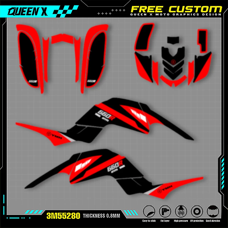 

Queen X MOTOR Custom Team Motorcycle Graphics Background Decal Stickers Kits For Yamaha RAPTOR 660