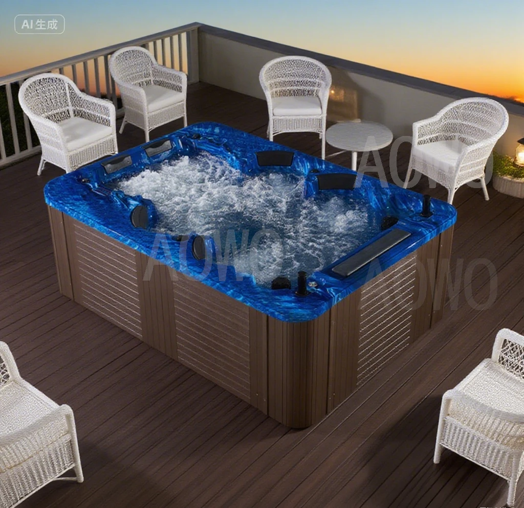 Yacuzzi Outdoor Hot Tub |6-Person Modern Acrylic Whirlpool Tub | Premium Low-Cost Soaking Pool Bath Tubs 4 Seats 2lying
