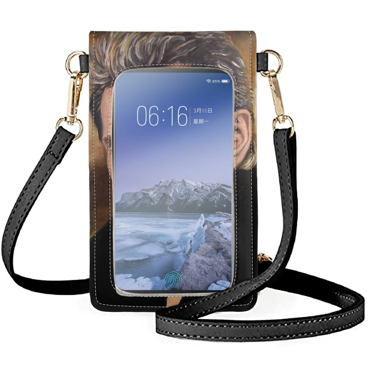 FORUDESIGNS Women Touch Screen Mobile Phone Bag Shoulder Bags Wallets Card Holder Female Small Purse Johnny Hallyday Print Bag