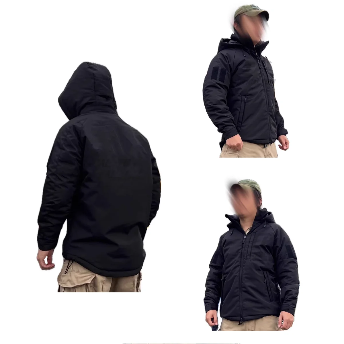 

Тактическая охотничья хлопковая куртка, чистый черный топ, теплый морозостойкий уличный зимний толстый пальто, боевые рубашки с капюшоном, одежда