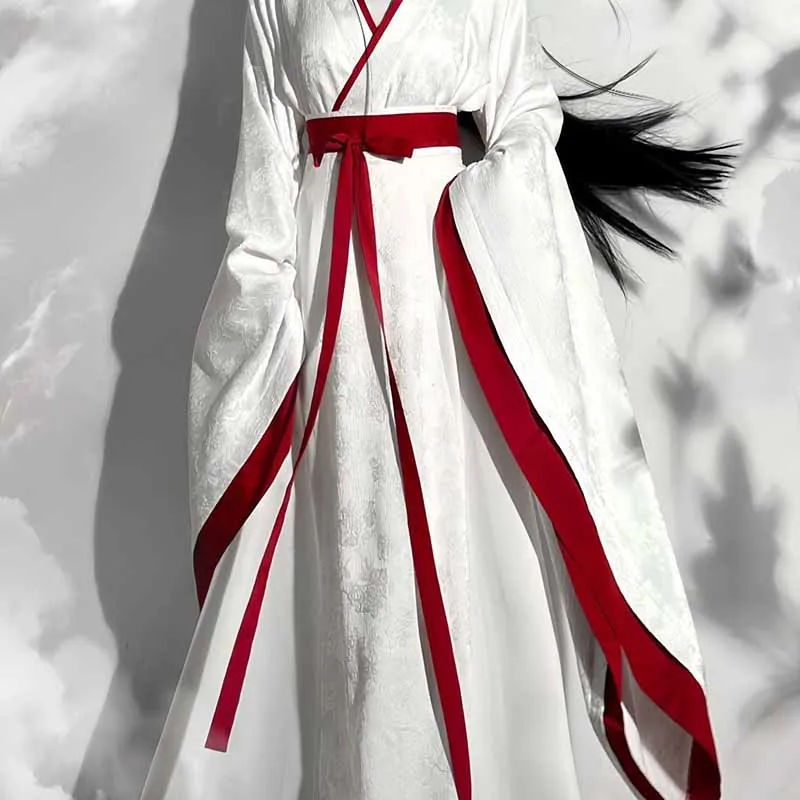 فستان هانفو الصيني للنساء أزياء الهالوين كرنفال التأثيرية أزياء حفلات نسائية أطقم هانفو البيضاء القديمة مقاس XL