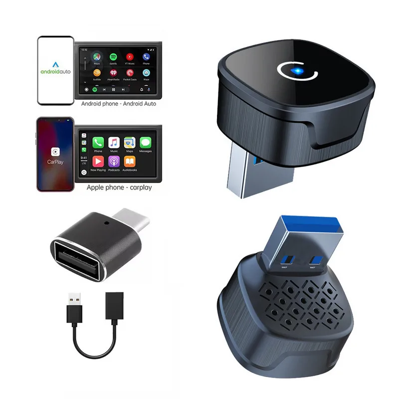 نموذج جديد صندوق Carplay اللاسلكي Android 2 في 1 محول سيارة دراجة نارية ربط
