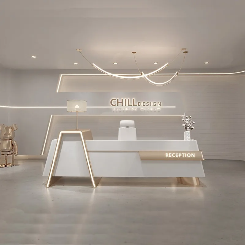 

Clinic Front Desk Reception Counter Hotels White Modern L Shaped Reception Desks Beauty Salon Recepcion Mostrador Furniture