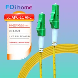 Fiber Optic Patch Cord Cable LC APC-LC APC Single Mode G657A2 2.0mm 3M LSZH Cable FTTH LC APC  Optic for Network