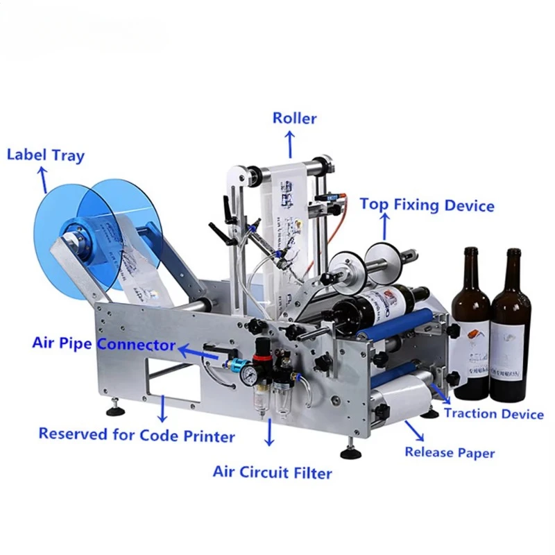 Roll Sticker Label Applicator Semi Automatic Round Bottle Labeling Machine Beer Bottle Labeling Machine