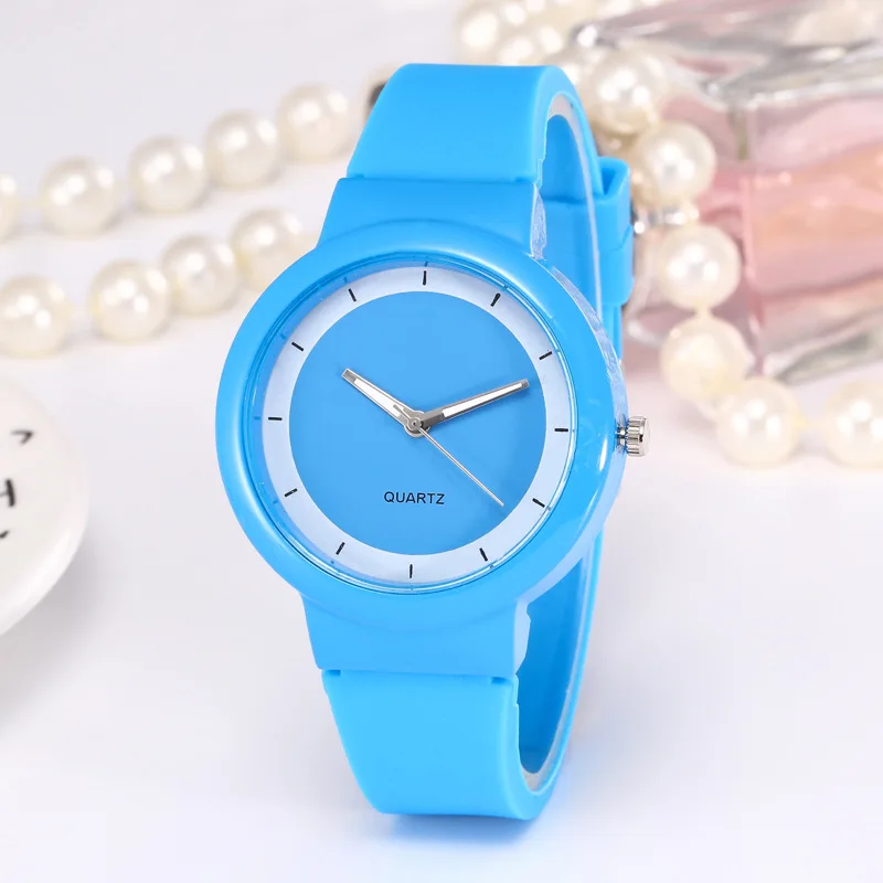 Montre Analogique Rose à Quartz avec Bracelet en Silicone pour Femme, Décontractée, Simple, à la Mode