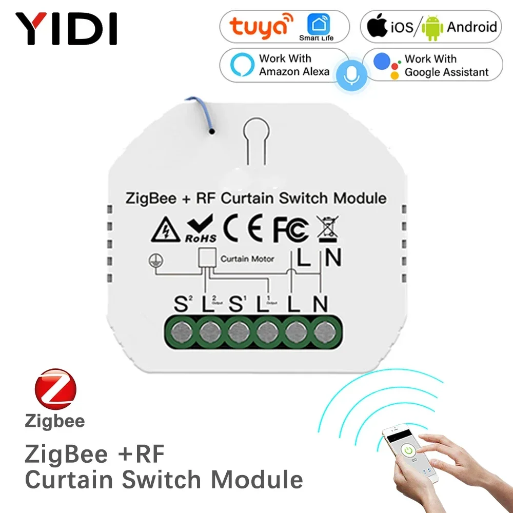 Tuya ZigBee 3.0 Smart Roller Blinds Curtain Switch Module, Smart Life APP Remote Voice Control Switch Breaker Alexa Google Home