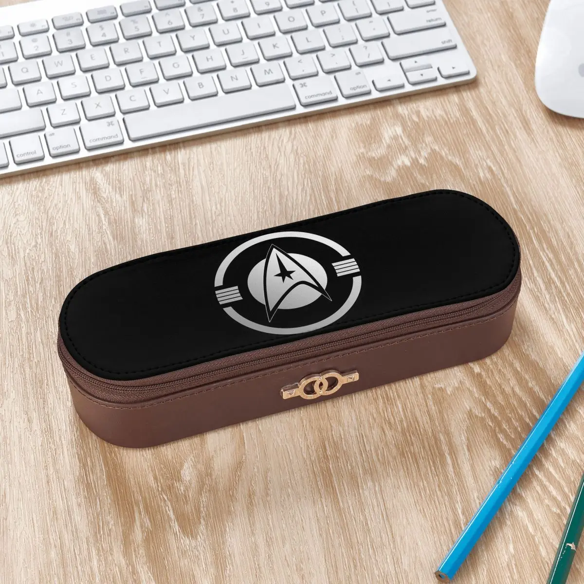 Star Treks Science Fiction TV Series _pixian_ai Leather Pencil Cases Pencil Pouch Storage Stationery Supplies Pen Box
