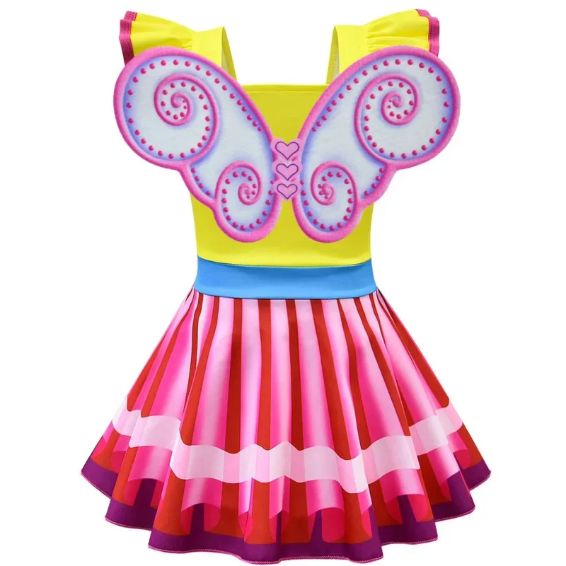 Fancy Nancy Clancy Birthday Summer Rainbow Dress Girl Party Costume Kids Frocks Infantil Festa Clothes Princess Robe With Wi MN1