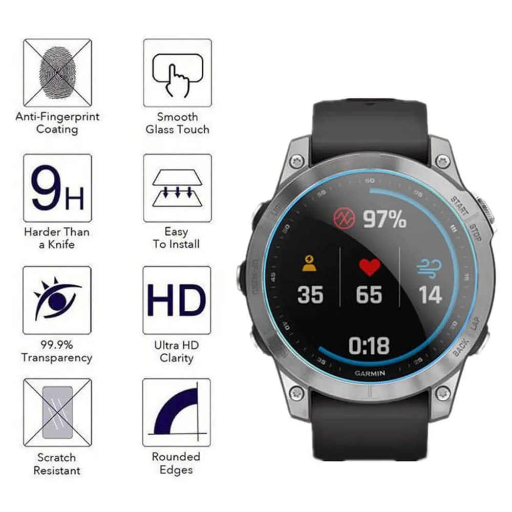 BEHUA 2Pcs HD กระจกนิรภัยสำหรับ Garmin Fenix 7 7S 7X Smartwatch Screen Protector ฟิล์มสำหรับ Garmin Fenix7นาฬิกาอุปกรณ์เสริม