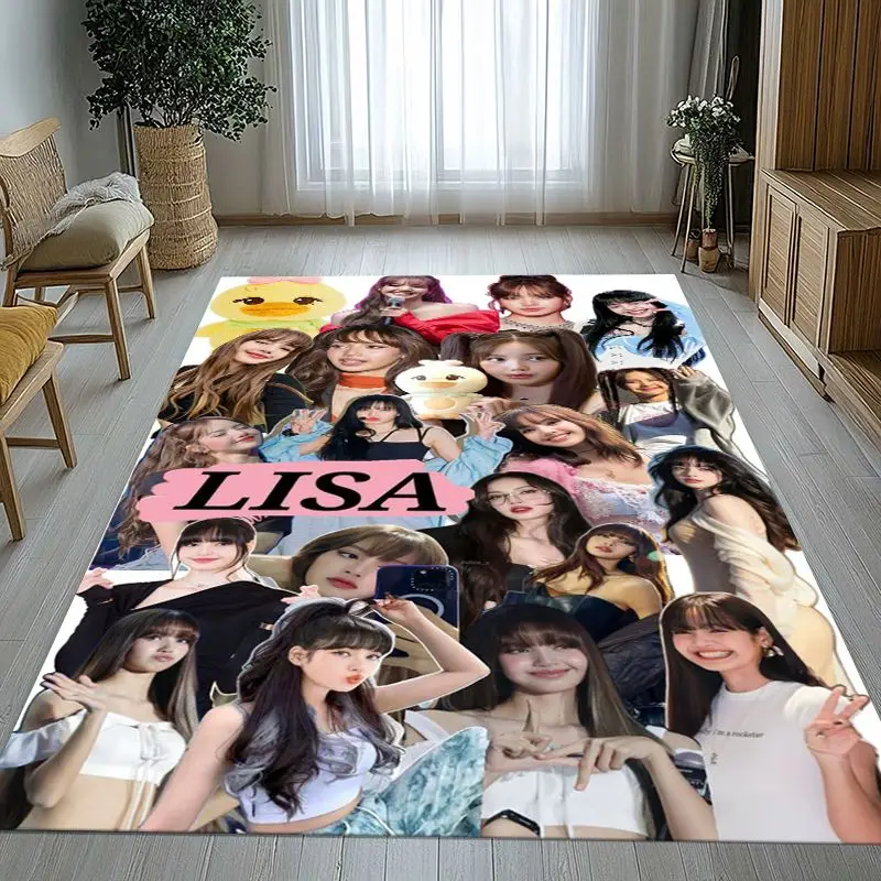 Korean Idol L-Lisa Rockstar Solo Kiss Me Large Non-Slip Area Rug,Carpet Mat for Living Room,Bedroom,Playroom & Sofa,Home Decor