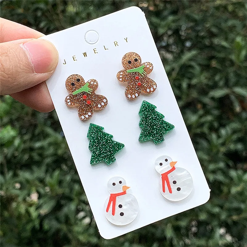 3Pcs/Set DIY New Christmas Winter Holiday Tree Snowman Multi Shapes Earrings Celebration Accessories Gifts 2CM Best Friends image 5