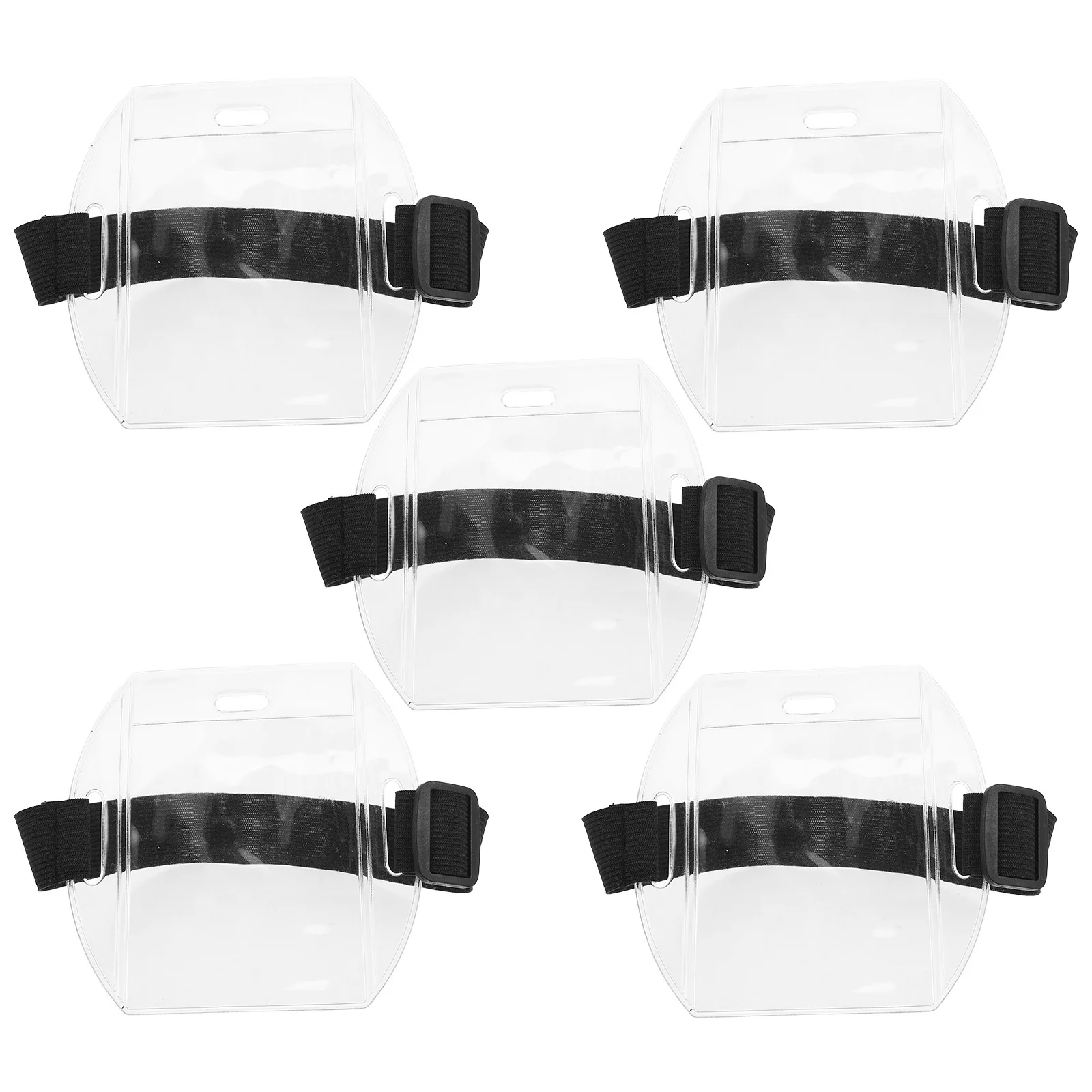 

5pcs Arm Waterproof Card Holder Universal Id Badge Holder Clear Name Tag For Work Pass Visibility Lanyard Armband Elastic
