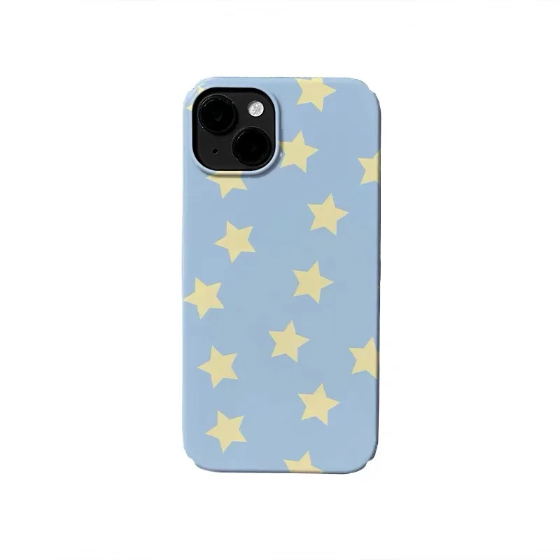 

Blue Background Yellow, Gentle Stars Shockproof Case for IPhone 16E 15 14 13 Pro Max Back Phone Cover for 12 11 Pro Plus Cover