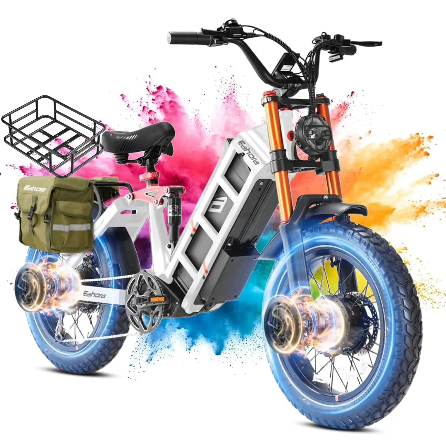 Pro 2 EBike - Dual Motor 5400W/1200W 30-43MPH 60V 70Ah 200Mile Long Range Electric Bike for Adults, 20'' Fat Tire image 3