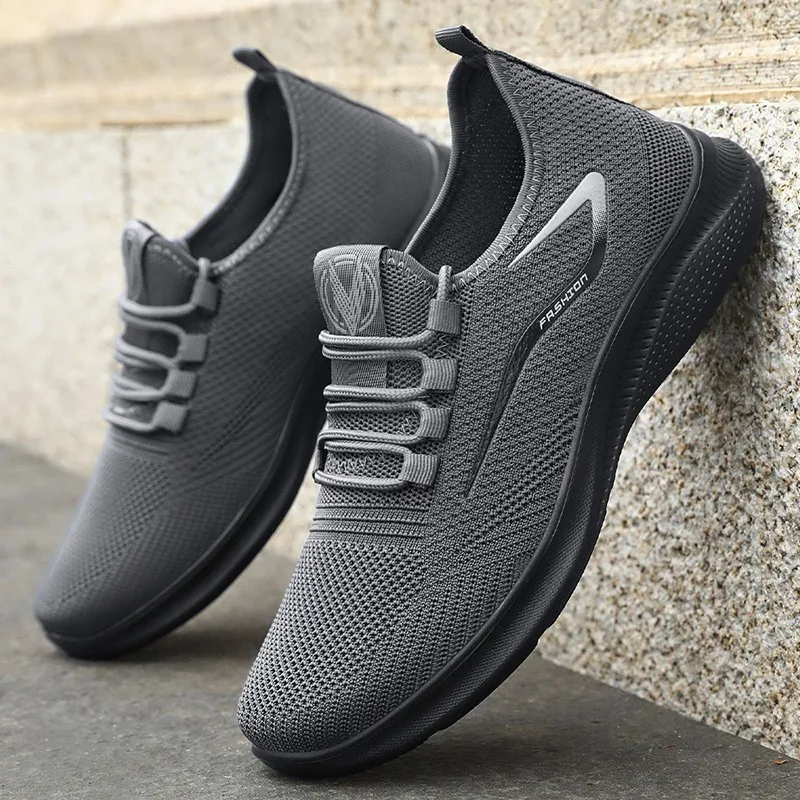 Men's Running Shoes Lightweight Breathable Lace-Up Casual Sports Sneakers Walking Mesh Upper Outdoor Shoes