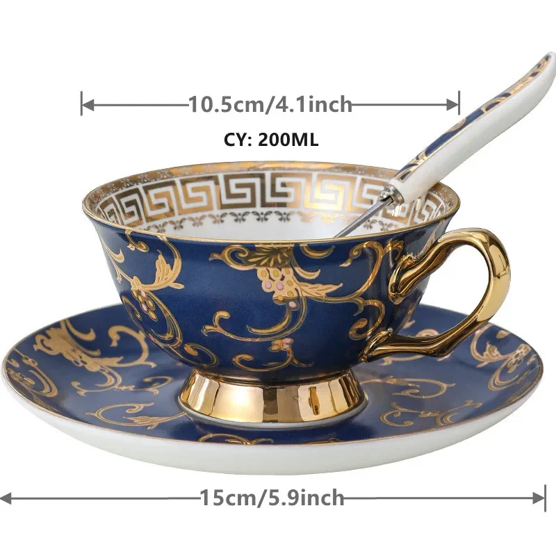 Imagem -05 - Conjunto de Pires e Xícara de Café de Cerâmica Retro Estilo Britânico Pires de Porcelana de Alto Grau Presente Clássico de Bebida de Chá