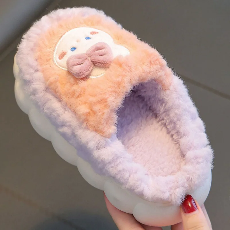 Cute Cartoon Children\'s Plush Slippers Soft Non-slip Winter Warm Baby Boys Girls Kids Indoor Home Cotton Shoes