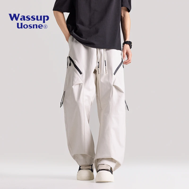 

WASSUP Workwear Sle Paratrooper Pants Men's Spring Summer Loose Large Size Design Sense Straight Leg Sport Casual Long Trou...