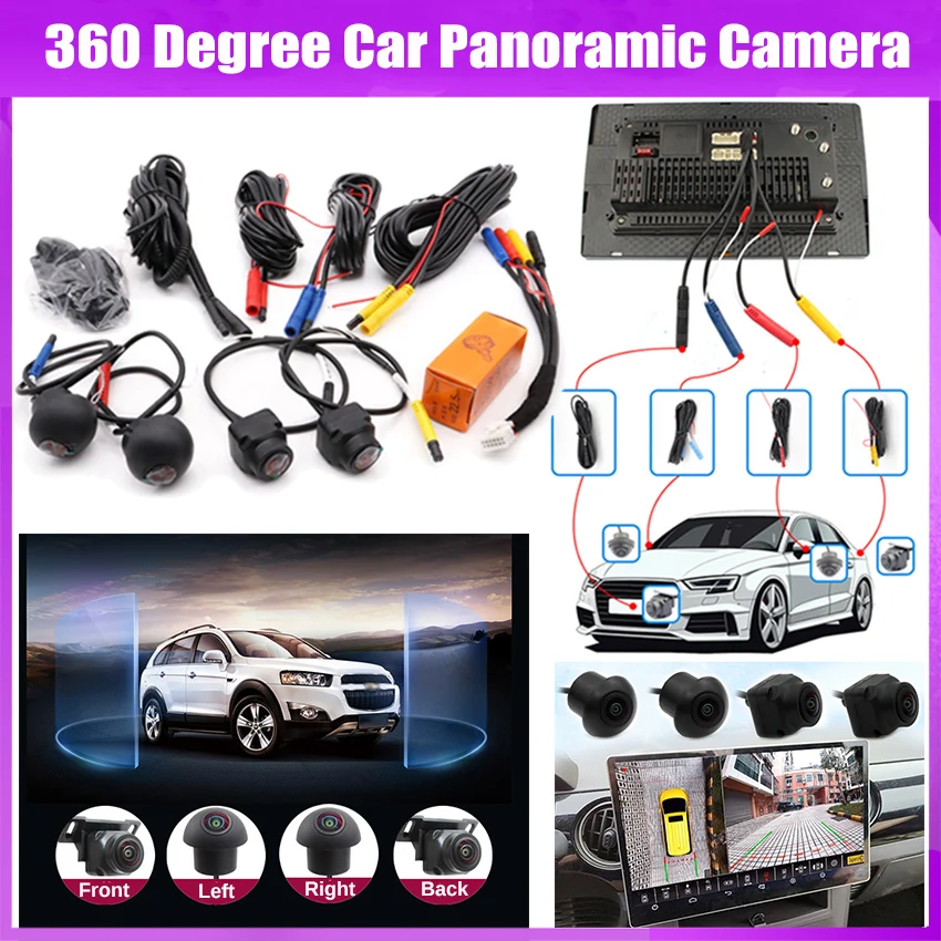 360 Car Camera Panoramic Surround View 1080P AHD Right+Left+Front+ Rear View Camera System For Android Auto Radio Night Vision