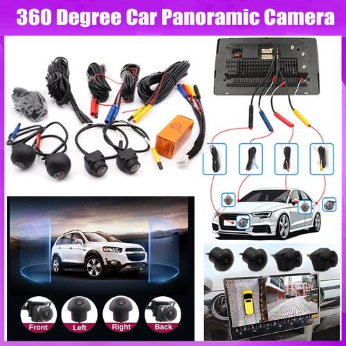 Cámara de coche 360 vista envolvente panorámica 1080P AHD derecha + izquierda + delantera + sistema de cámara de visión trasera para Android Auto Radio visión nocturna
