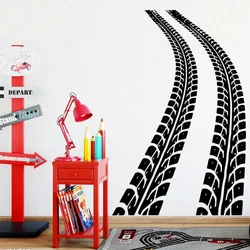 Tire Marks Wall Decal Tire Track Home Decor Vinyl Wall Stickers Bedroom Nursery Decoration Mural Removable Art Wallpaper A511