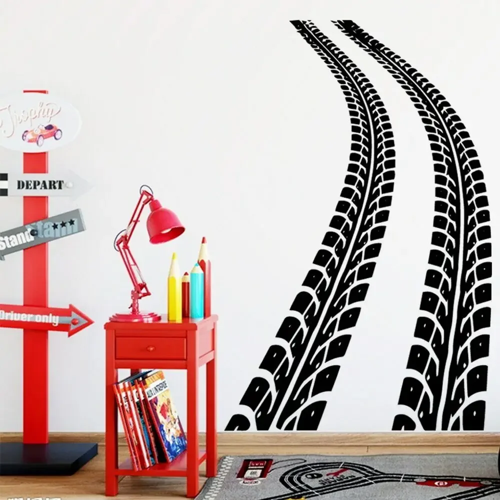 Tire Marks Wall Decal Tire Track Home Decor Vinyl Wall Stickers Bedroom Nursery Decoration Mural Removable Art Wallpaper A511