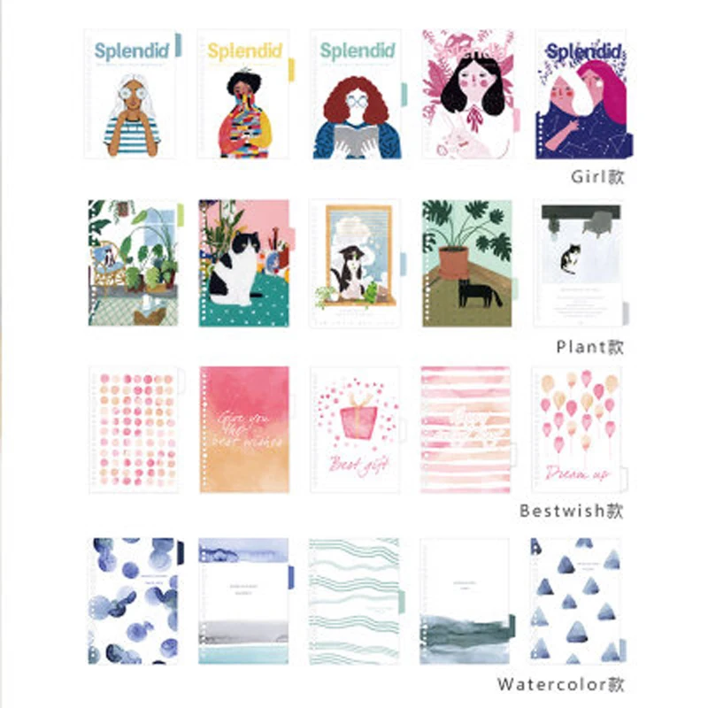 5PCS/SET Small Fresh Frosted Translucent Divider Page Color Printing Divider PVC