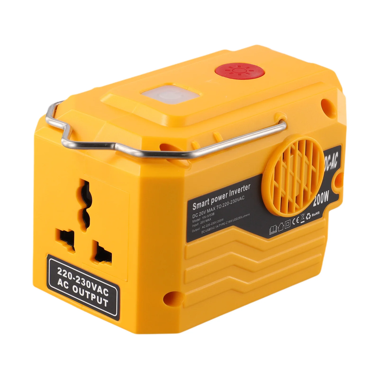 Generatore inverter di potenza da 200 W facile da usare, compatibile con batterie Dewalt e bosch, sicuro ed efficiente