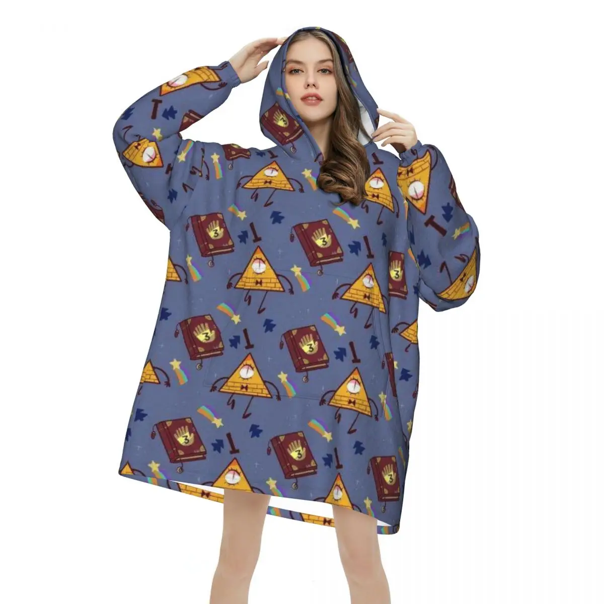 Gravitys Falls Wearable Blanket Hoodie for Women Men Oversized Sweatshirt Blanket with Pocket