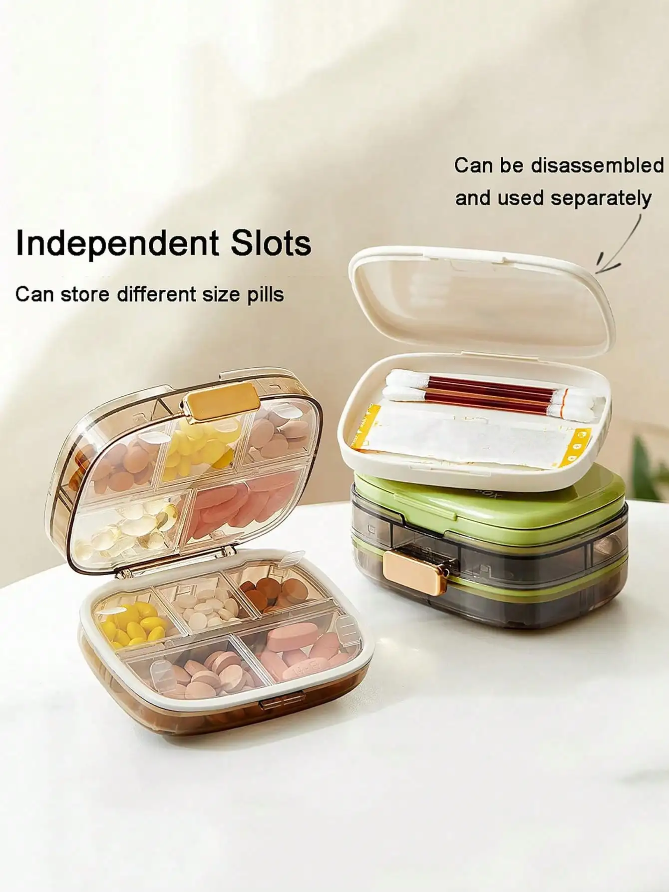 

1pc 3-Layer Folding Travel Pill Case With 10 Compartments, Portable Sealed Medicine Storage Box, Suitable For Pocket, Wallet, Vitamin Tablet Organizer